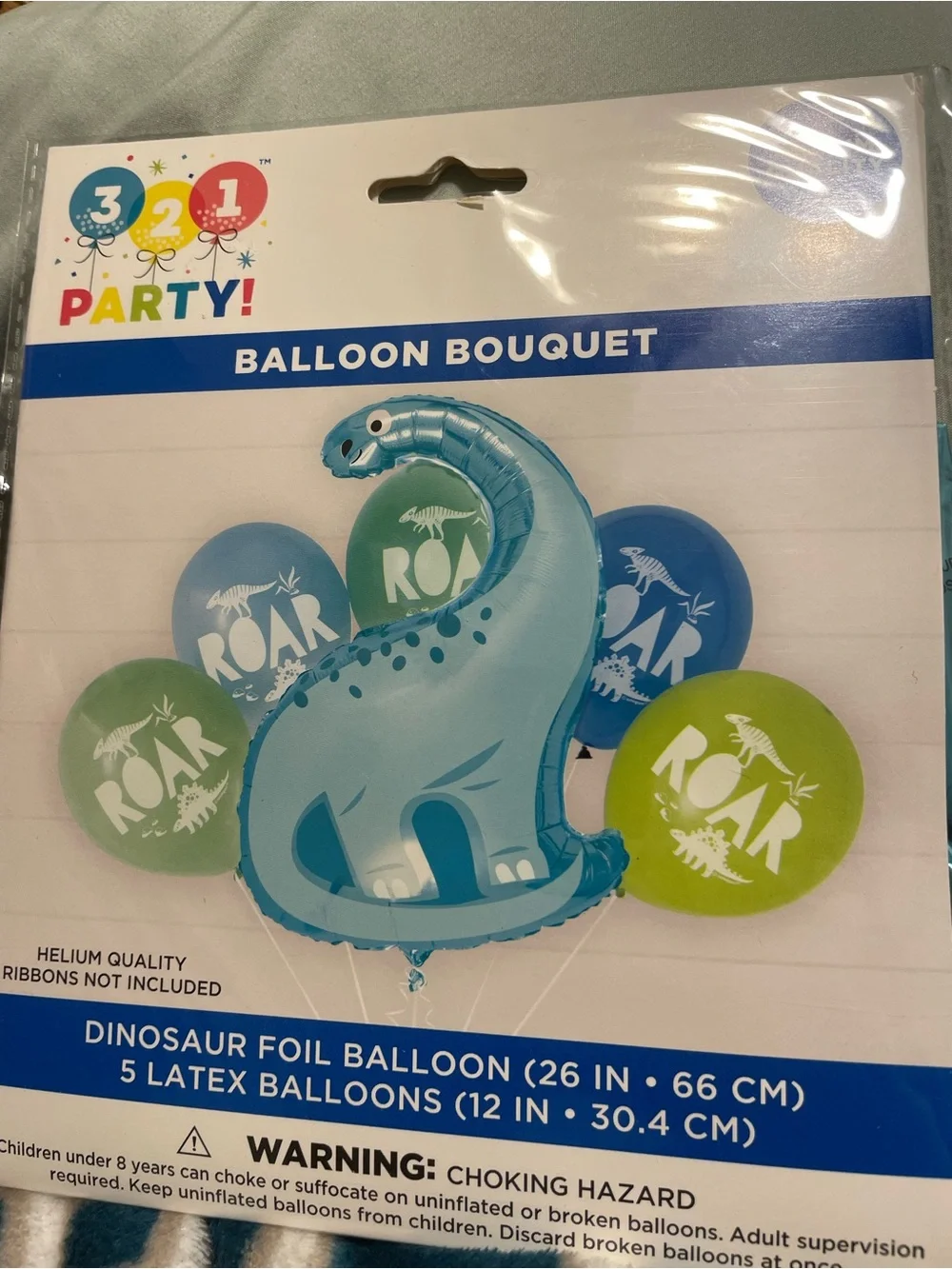 3 2 1 Party! Blue Dinosaur Balloon Bouquet